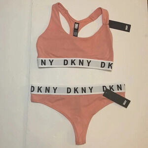 DKNY Bra & Underwear Set Pink Size Large New